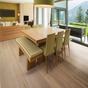 Silver Oak Coastal Sand Hardwood Flooring Room Scene